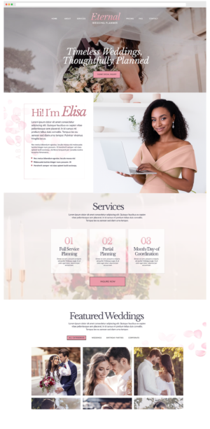Elegant wedding planning website layout.
